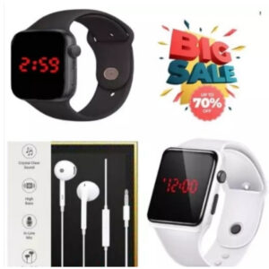 Smart Digital Sport Watch Combo With Earphone FREE