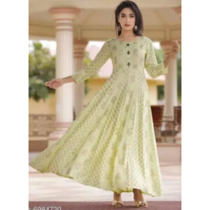 Women’s Printed Rayon Long Anarkali Kurti