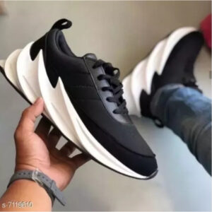 Black Solid Sneakers For Men